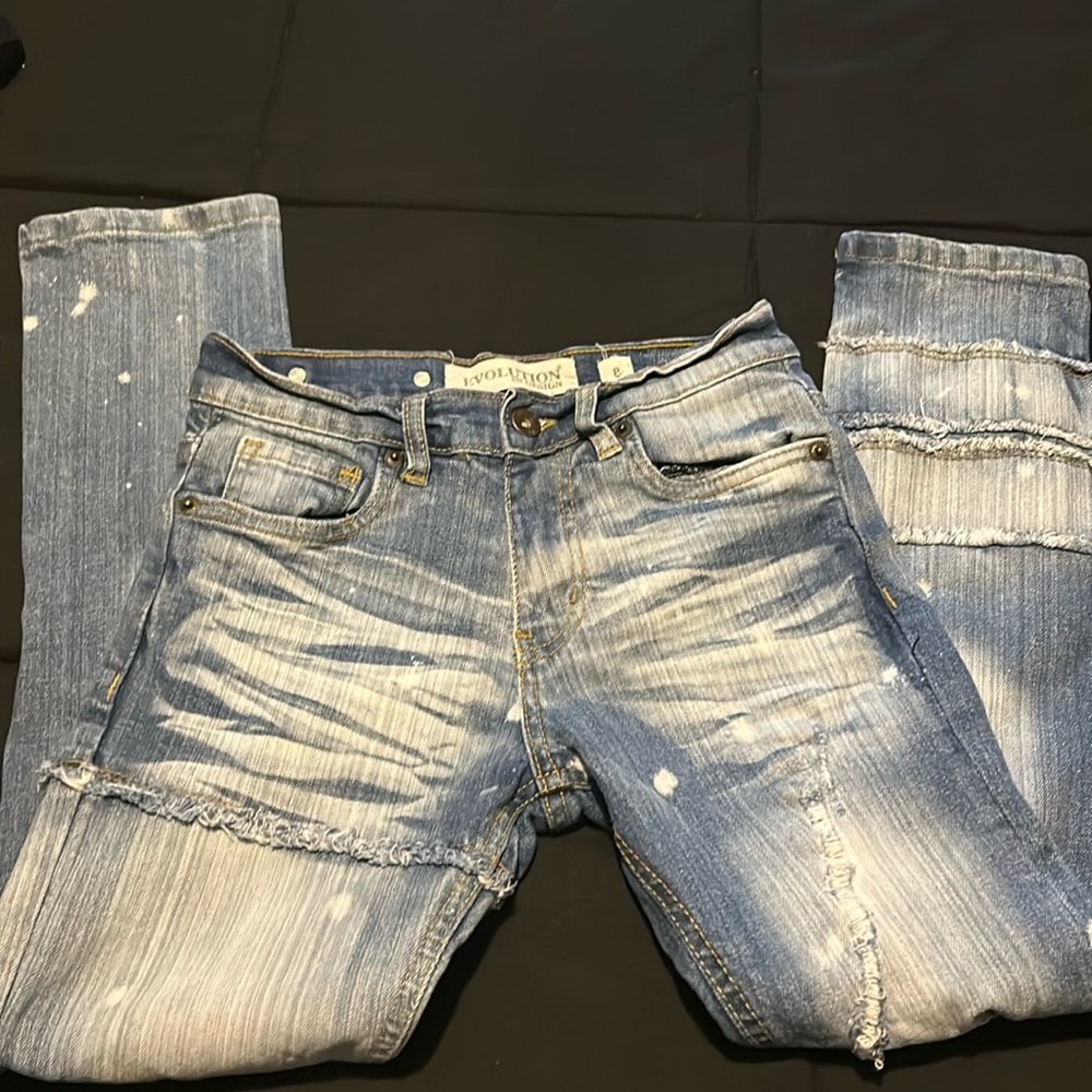 Boys Destroyed Blue Jeans Size 8
